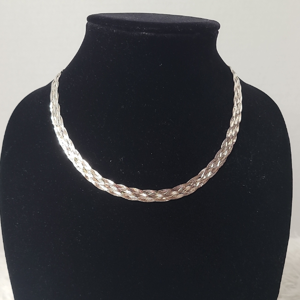 Sterling Silver Italian Braided Necklace